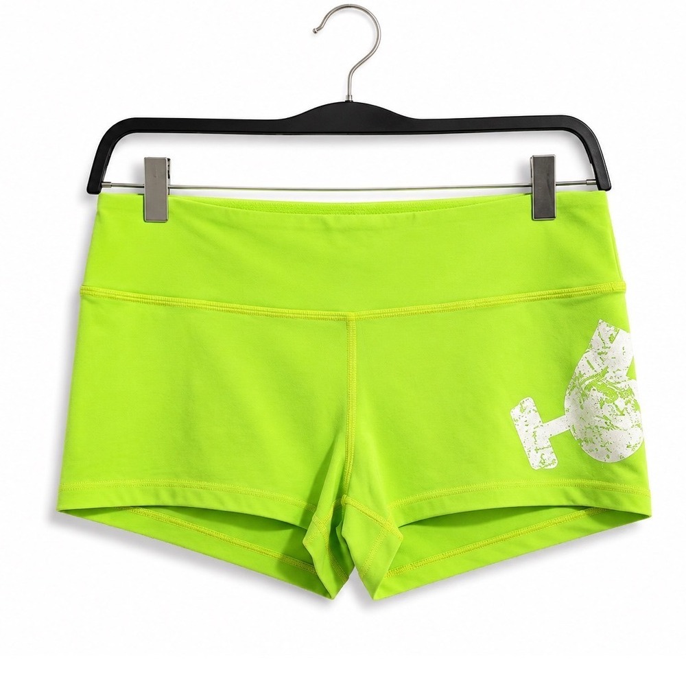 WodBottom Neon Green CrossFit Booty Shorts Weightlifting Gym Size Large